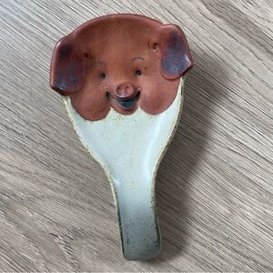 Vintage UC TCI Japan SMILING PIG Spoon Rest Pottery Stoneware 8" Long x 4" Wide